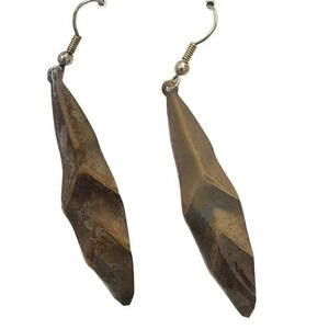 Vintage 60s-70s Dangle Drop Leaf Earrings Hook Closure